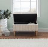 Stephanie Upholstered Storage Ottoman, Linen Stripe