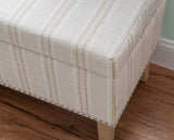 Stephanie Upholstered Storage Ottoman, Linen Stripe