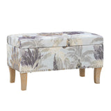 Stephanie Upholstered Storage Ottoman, Green Leaf