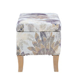 Stephanie Upholstered Storage Ottoman, Green Leaf