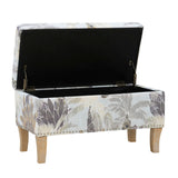 Stephanie Upholstered Storage Ottoman, Green Leaf