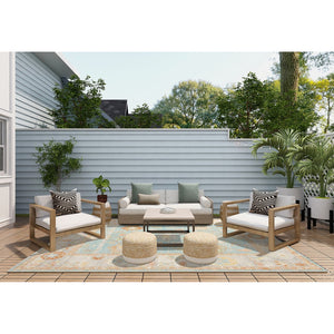 AMER Rugs Bohemian BHM-3 Power-Loomed Bordered Transitional Area Rug Aqua 8'9" x 11'9"