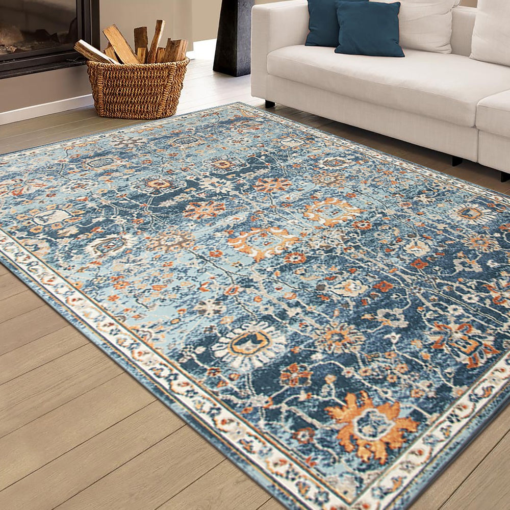 AMER Rugs Bohemian BHM-5 Power-Loomed Floral Transitional Area Rug Navy 8'9" x 11'9"