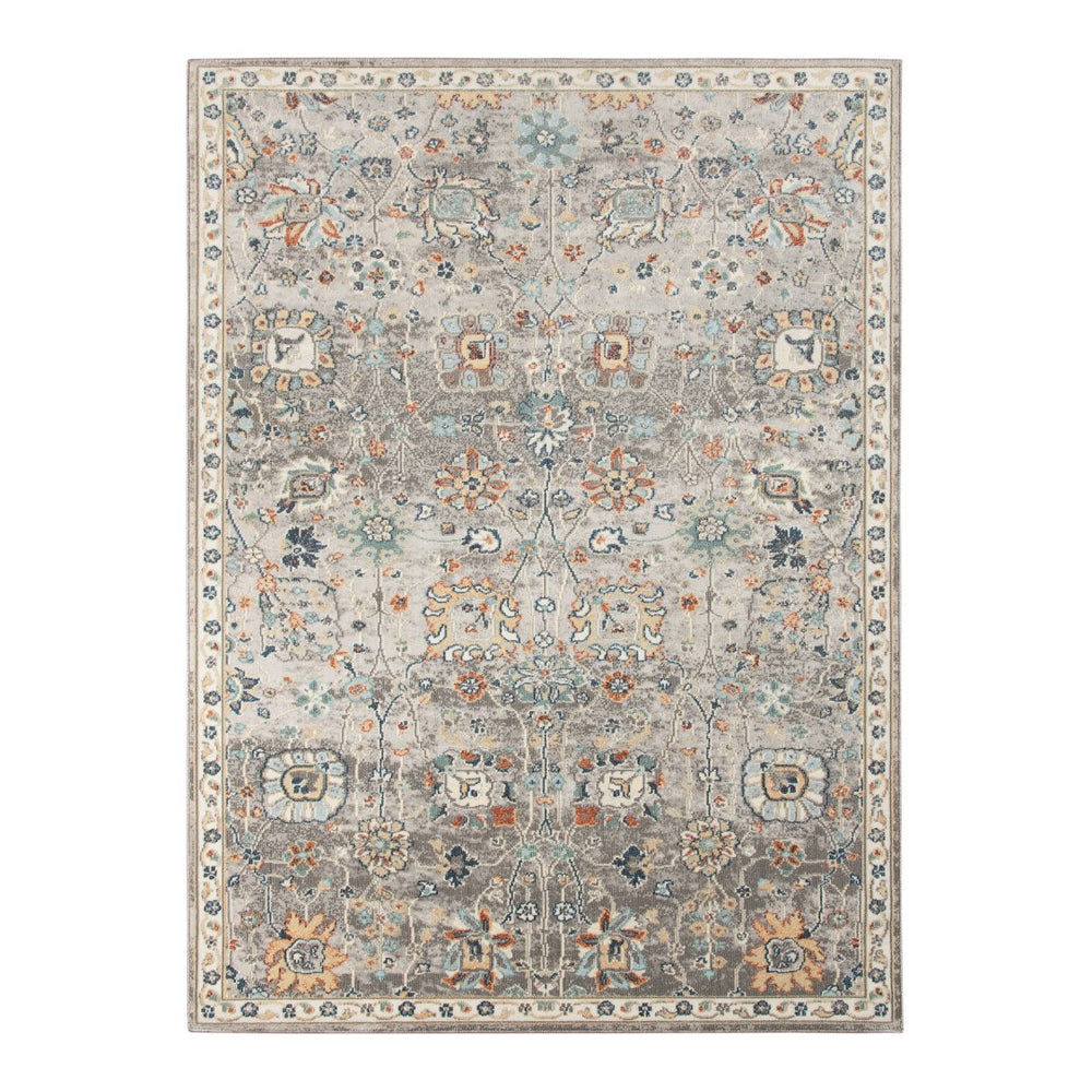 AMER Rugs Bohemian BHM-6 Power-Loomed Floral Transitional Area Rug Gray 8'9" x 11'9"