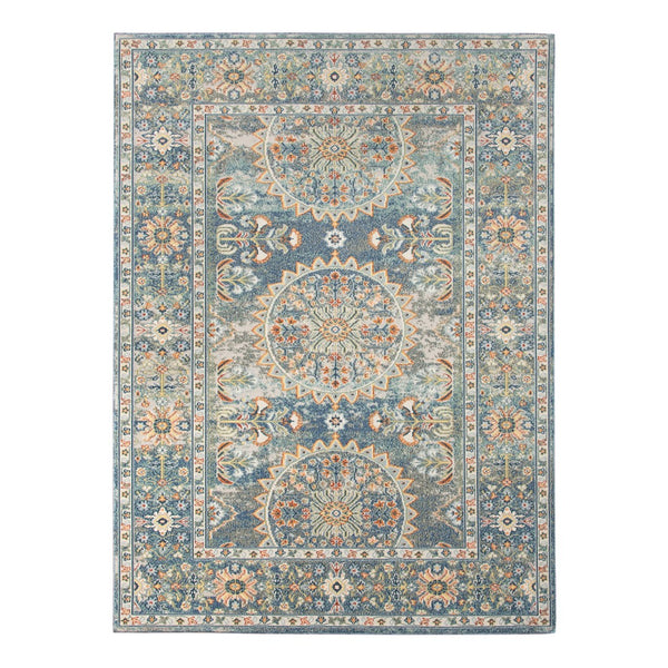 AMER Rugs Bohemian BHM-7 Power-Loomed Bordered Transitional Area Rug Blue 8'9" x 11'9"