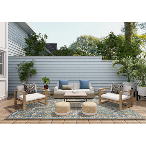 AMER Rugs Bohemian BHM-7 Power-Loomed Bordered Transitional Area Rug Blue 8'9" x 11'9"