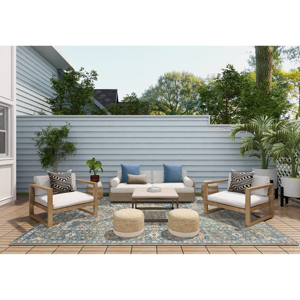 AMER Rugs Bohemian BHM-7 Power-Loomed Bordered Transitional Area Rug Blue 8'9" x 11'9"