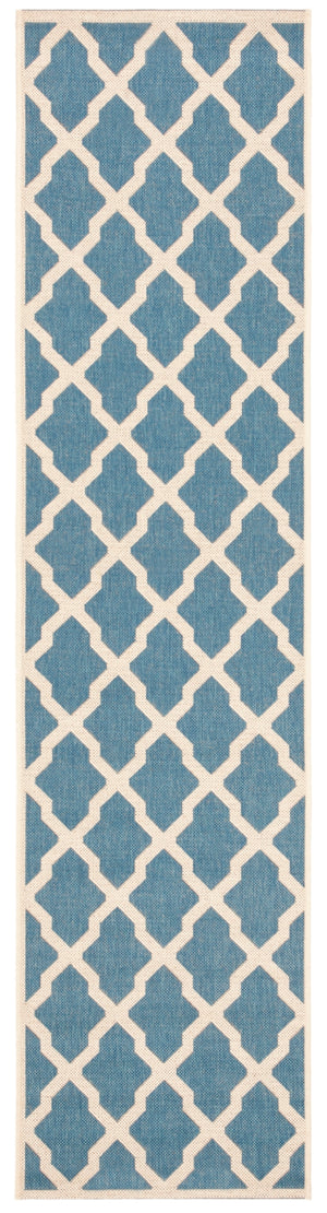 Beach House 122 Indoor/ Outdoor Powerloomed 100% Polypropylene Pile Rug in Blue, Creme 8ft x 10ft