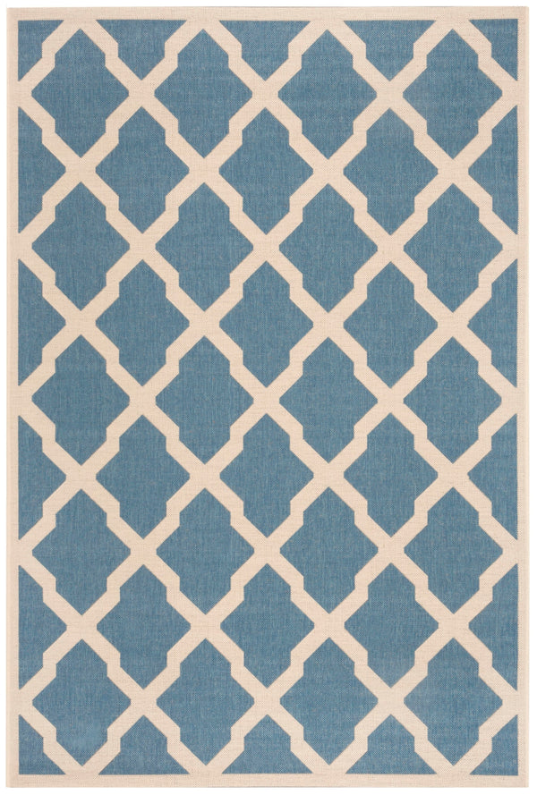 Beach House 122 Indoor/ Outdoor Powerloomed 100% Polypropylene Pile Rug in Blue, Creme 8ft x 10ft