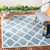 Beach House 122 Indoor/ Outdoor Powerloomed 100% Polypropylene Pile Rug in Blue, Creme 8ft x 10ft