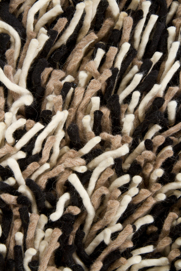 Chandra Rugs Big Jos 100% Wool Hand-Woven Contemporary Shag Rug Black/Taupe/Ivory 7'9 x 10'6