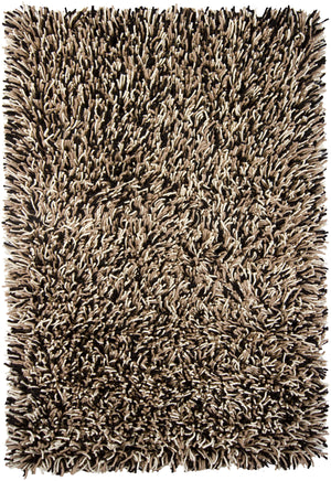 Chandra Rugs Big Jos 100% Wool Hand-Woven Contemporary Shag Rug Black/Taupe/Ivory 7'9 x 10'6