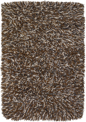 Chandra Rugs Big Jos 100% Wool Hand-Woven Contemporary Shag Rug Brown/Grey/Ivory 7'9 x 10'6