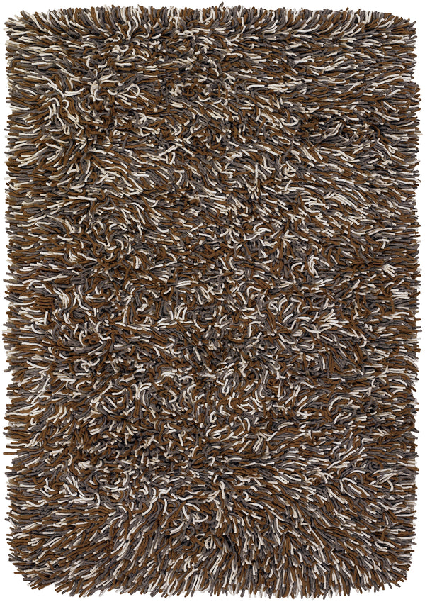 Chandra Rugs Big Jos 100% Wool Hand-Woven Contemporary Shag Rug Brown/Grey/Ivory 7'9 x 10'6