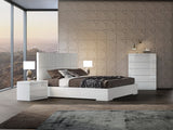 Anna Bed King, Squares Design In Headboard, High Gloss White