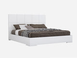 Anna Bed King, Squares Design In Headboard, High Gloss White