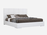 Anna Bed King, Squares Design In Headboard, High Gloss White