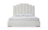 Jordan King Bed , Fully Upholstered White Faux Leather, Double Usb In Headboard