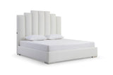 Jordan King Bed , Fully Upholstered White Faux Leather, Double Usb In Headboard