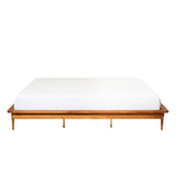 King Mid Century Modern Solid Wood Platform Bed - Caramel