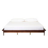 King Mid Century Modern Solid Wood Platform Bed - Walnut