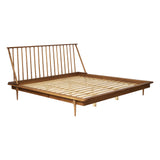 King Mid Century Modern Solid Wood Spindle Platform Bed - Caramel