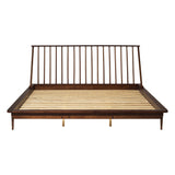 King Mid Century Modern Solid Wood Spindle Platform Bed - Walnut