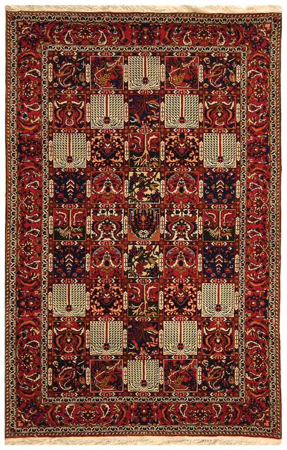 Bakhtiari Bkt101 100% Wool Pile Rug in Red 5ft x 8ft