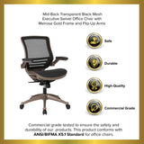 English Elm EE1304 Modern Commercial Grade Mesh Executive Office Chair Black Mesh/Gold Frame EEV-11623