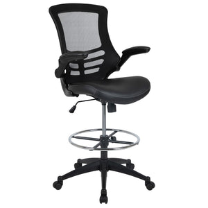 English Elm EE1348 Contemporary Commercial Grade Drafting Stool Black LeatherSoft/Mesh EEV-11754