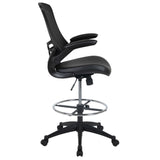 English Elm EE1348 Contemporary Commercial Grade Drafting Stool Black LeatherSoft/Mesh EEV-11754