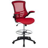 English Elm EE1348 Contemporary Commercial Grade Drafting Stool Red Mesh EEV-11758