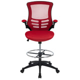 English Elm EE1348 Contemporary Commercial Grade Drafting Stool Red Mesh EEV-11758