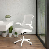 English Elm EE1347 Contemporary Commercial Grade Mesh Task Office Chair White Mesh/White Frame EEV-11753