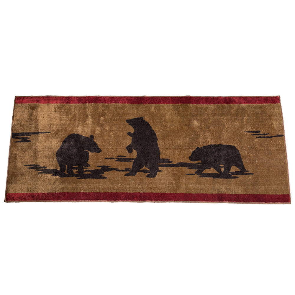 HiEnd Accents Red & Tan Bear Print Rug BL1810-TS-OC Brown, Red 100% Premium Arylic; Latex Backing 24x60x0.3