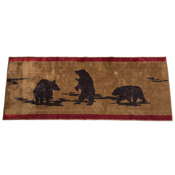 HiEnd Accents Red & Tan Bear Print Rug BL1810-TS-OC Brown, Red 100% Premium Arylic; Latex Backing 24x60x0.3