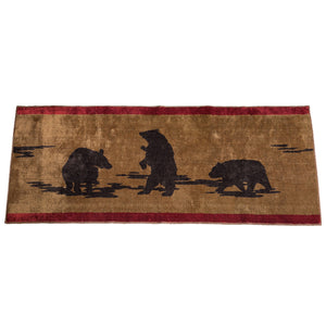 HiEnd Accents Red & Tan Bear Print Rug BL1810-TS-OC Brown, Red 100% Premium Arylic; Latex Backing 24x60x0.3