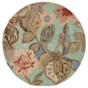 Jaipur Living Petal Pusher Handmade Floral Green/ Multicolor Round Area Rug (10')