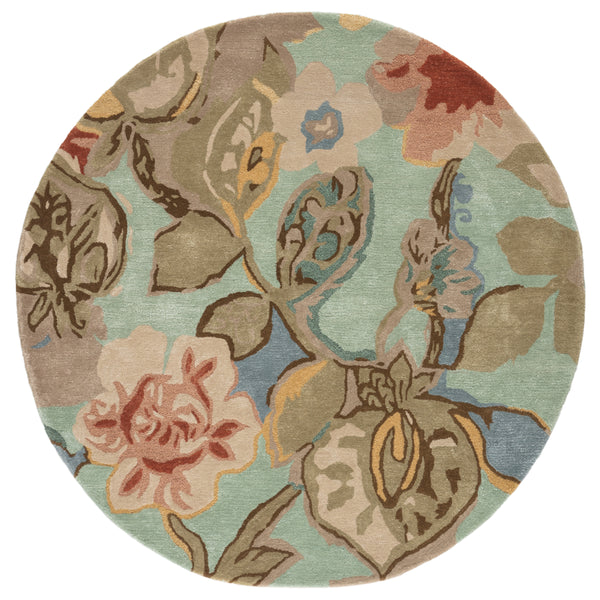 Jaipur Living Petal Pusher Handmade Floral Green/ Multicolor Round Area Rug (10')