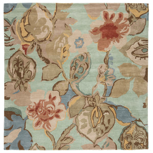 Jaipur Living Petal Pusher Handmade Floral Green/ Multicolor Square Area Rug (8')