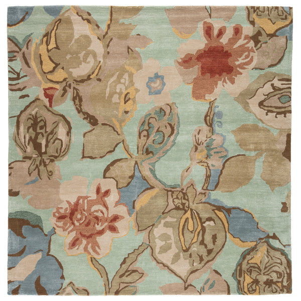 Jaipur Living Petal Pusher Handmade Floral Green/ Multicolor Square Area Rug (8')
