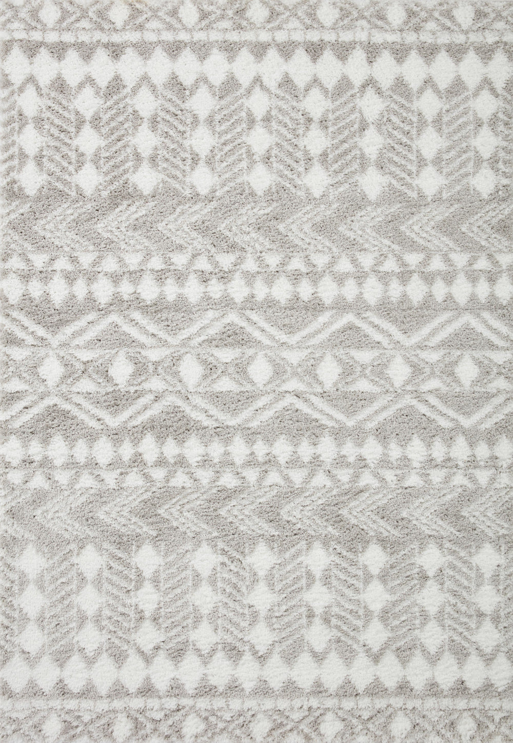 Loloi II Bliss Shag Collection Grey / White 9'-3" X 13' Area Rug