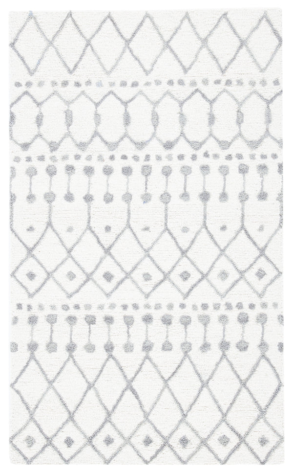 Aspen Blossom 115 Hand Tufted 100% Wool Pile Bohemian Rug Ivory / Grey 100% Wool Pile BLM115A-3