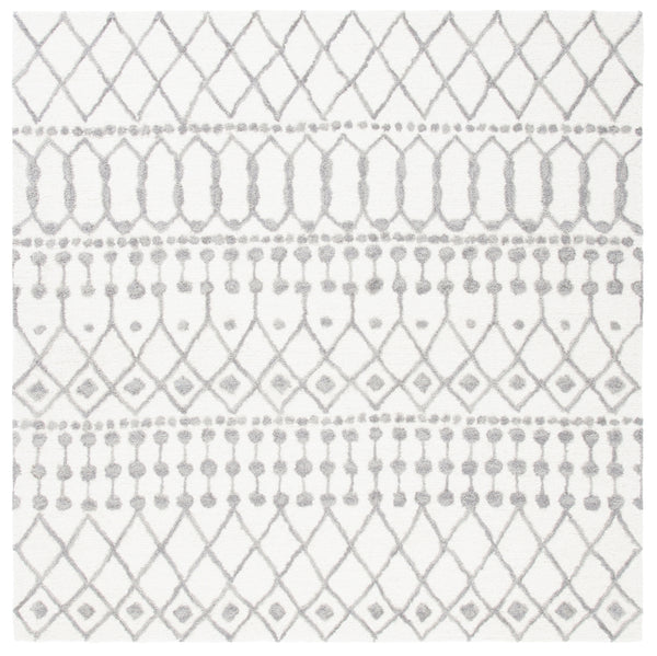 Aspen Blossom 115 Hand Tufted 100% Wool Pile Bohemian Rug Ivory / Grey 100% Wool Pile BLM115A-6SQ