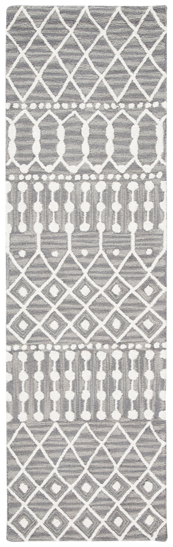 Aspen Blossom 115 Hand Tufted 100% Wool Pile Bohemian Rug Grey / Ivory 100% Wool Pile BLM115F-28