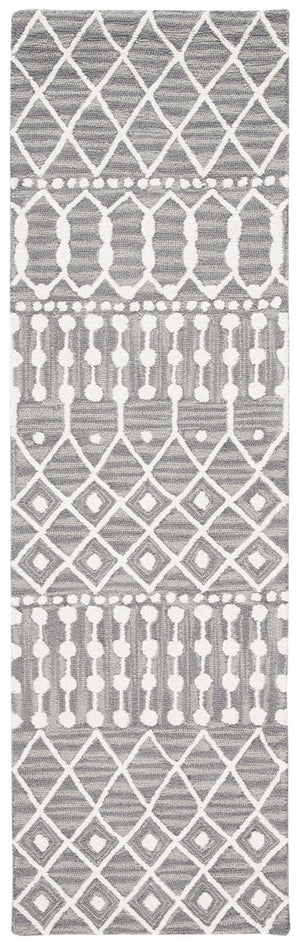 Aspen Blossom 115 Hand Tufted 100% Wool Pile Bohemian Rug Grey / Ivory 100% Wool Pile BLM115F-9