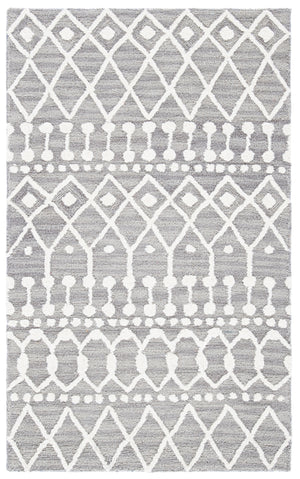 Aspen Blossom 115 Hand Tufted 100% Wool Pile Bohemian Rug Grey / Ivory 100% Wool Pile BLM115F-3