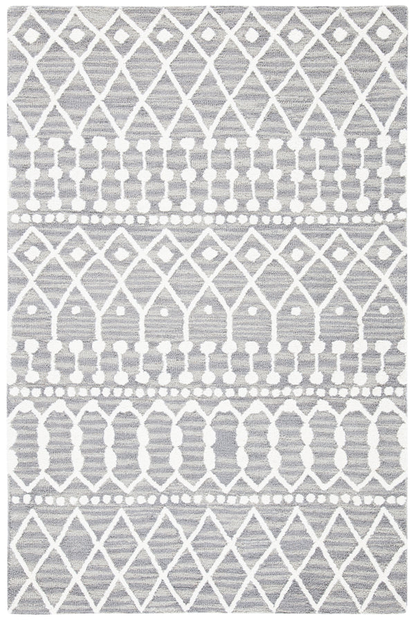 Aspen Blossom 115 Hand Tufted 100% Wool Pile Bohemian Rug Grey / Ivory 100% Wool Pile BLM115F-4