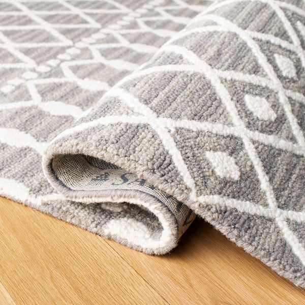 Aspen Blossom 115 Hand Tufted 100% Wool Pile Bohemian Rug Grey / Ivory 100% Wool Pile BLM115F-9