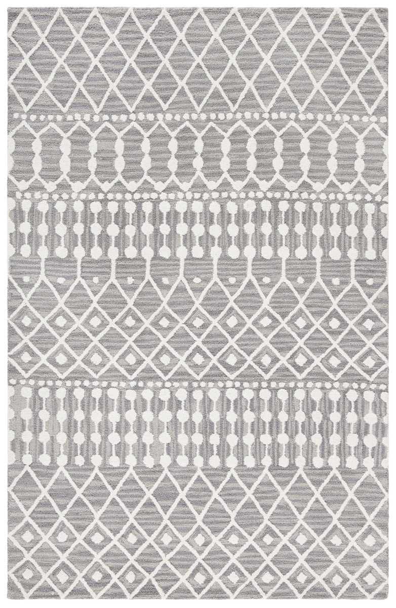 Aspen Blossom 115 Hand Tufted 100% Wool Pile Bohemian Rug Grey / Ivory 100% Wool Pile BLM115F-9